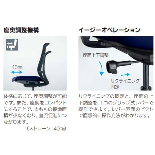 内田洋行 エージェイチェア2 オフィスチェア ブラック 肘なし 5-372