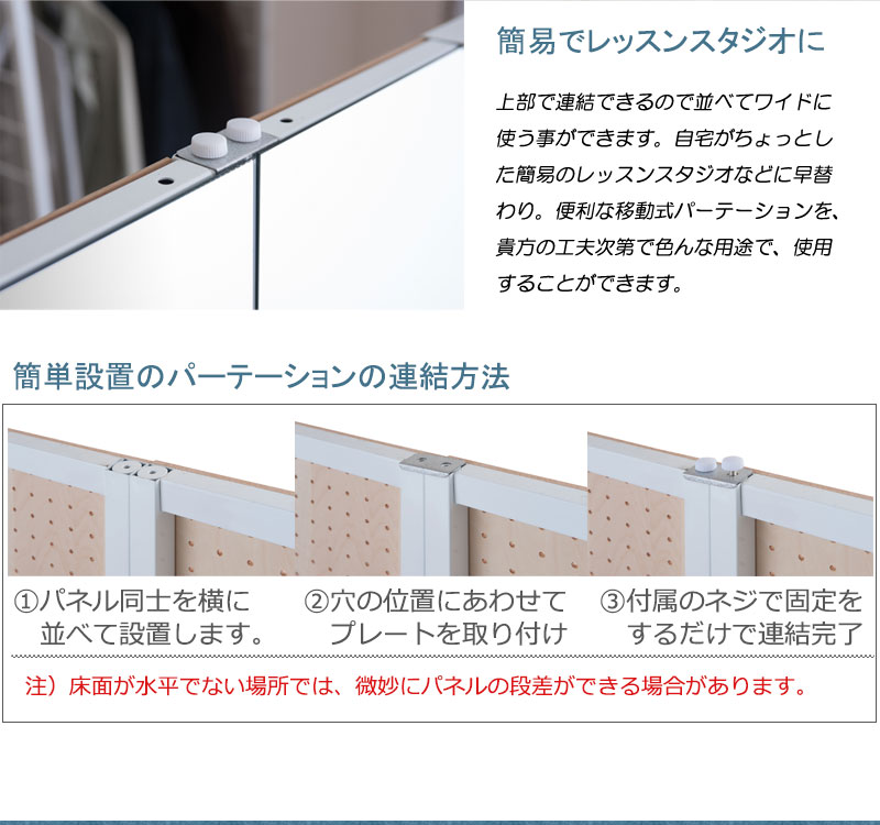 パーテーション キャスター付き 有孔ボード 幅600×高さ1890mm NJ-0557