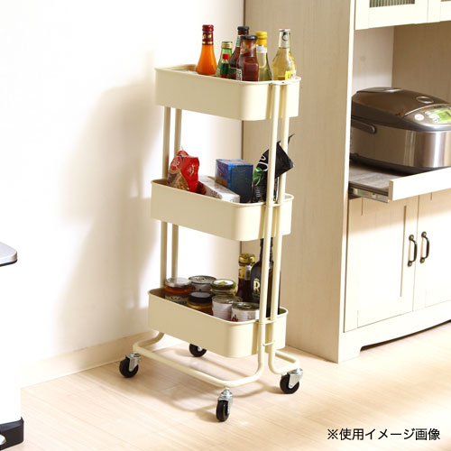 キッチンワゴン 3段 スリム 幅390×奥行270×高さ785mmトローリーワゴン