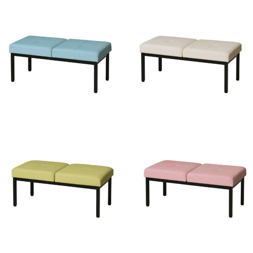 ロビーチェア 2人掛け ブラック脚 幅1000×奥行500×高さ430mm PVC張り