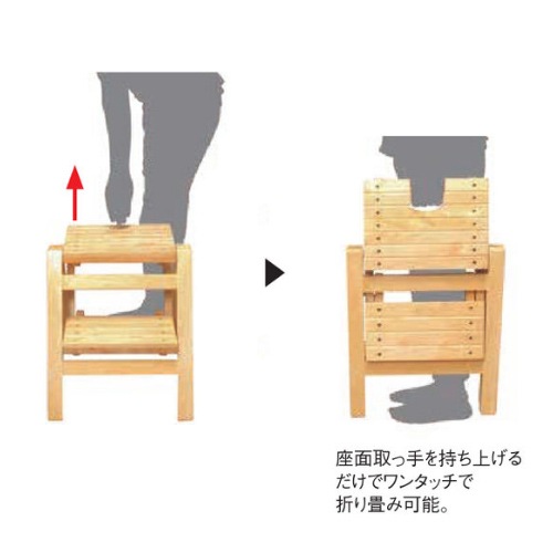 ステップチェア 2段 折り畳み 木製 脚立 FST-46（商品番号：kfst-46