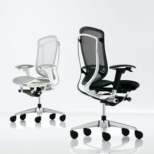 ☆オカムラ☆コンテッサ☆座面本革☆メッシュチェア☆アルミポリッシュ