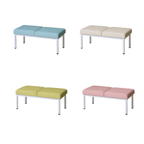 ロビーチェア 2人掛け ホワイト脚 幅1000×奥行500×高さ430mm PVC張り