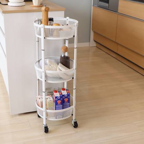 キッチンワゴン 3段 折り畳み式 ラック バスケット 85-251-252