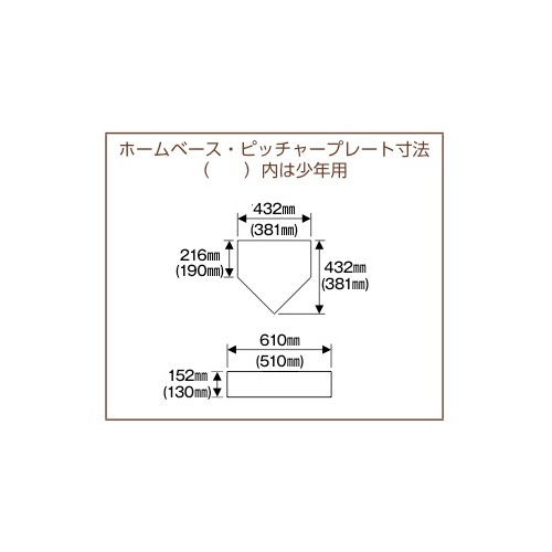 ホームベース 一般用 木台60mm S-4963（商品番号：ls-s-4963）の