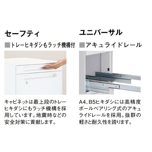 ワゴン 内筒交換錠付 Hタイプ 幅388×奥行592×高さ680mm ラッチ機構付き
