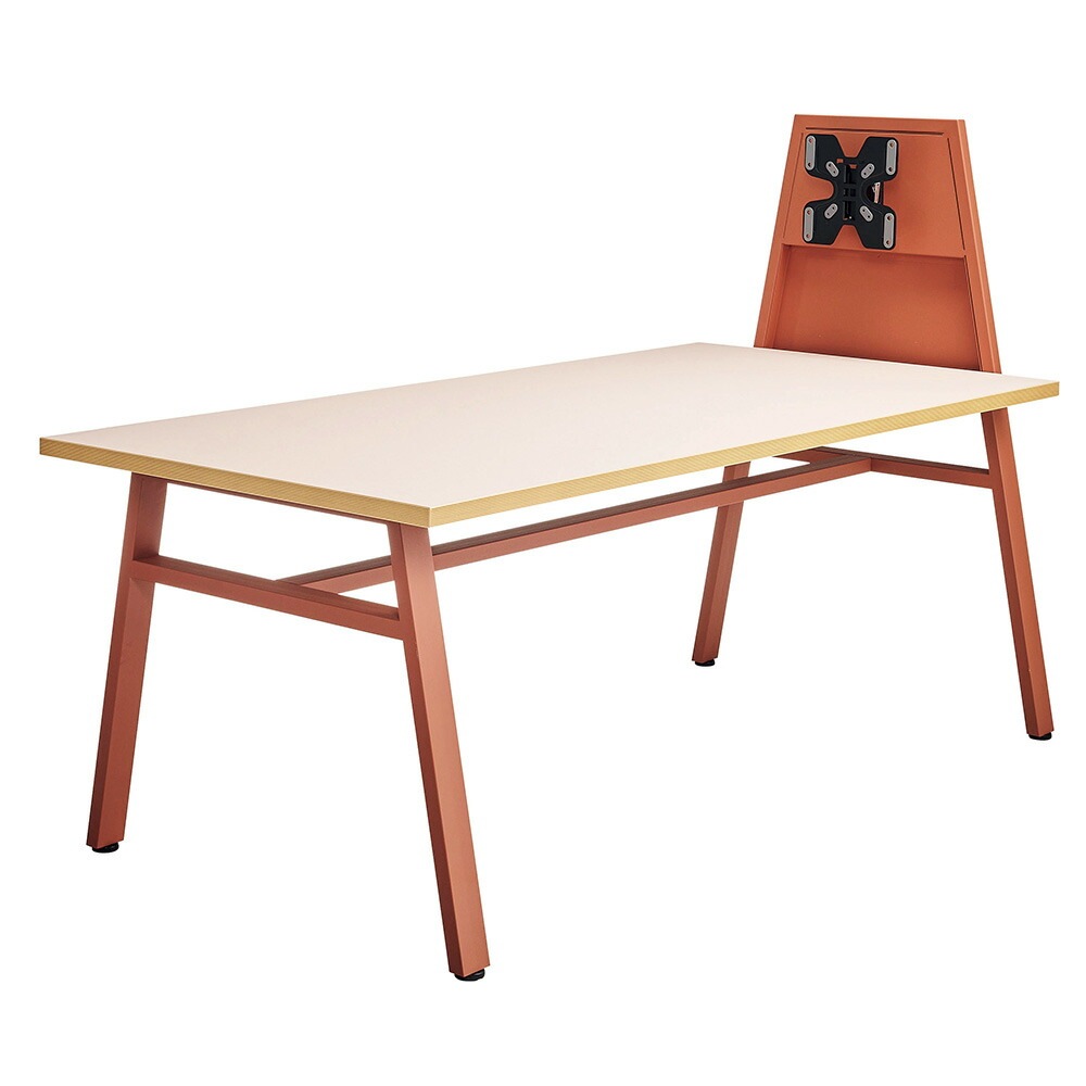 会議用テーブル ライオン事務器 幅1830×奥行900mm モニタースタンド付