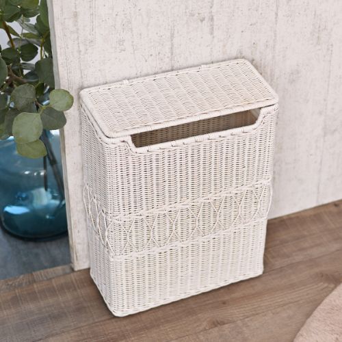 ダストボックス ゴミ箱 ホワイトラタン 幅30×奥行15×高さ40cm GK833WW