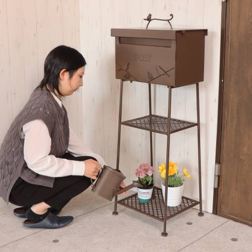 ポスト スタンド 南京錠 郵便受け 新聞受け 73-878-879（商品番号：47