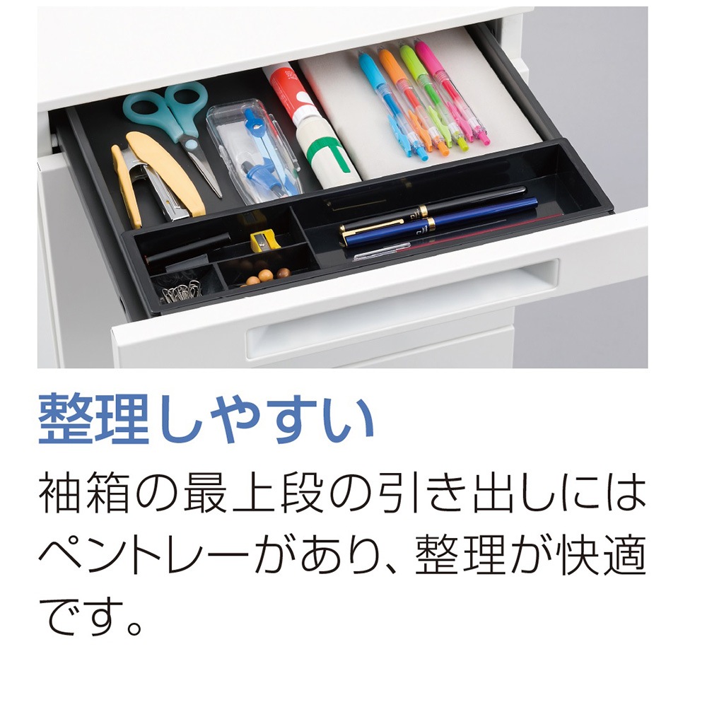 デスクワゴン 3段 シリンダー錠 幅395×奥行580mm サイドワゴン SSD