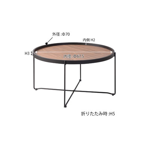 センターテーブル 幅73×奥行73×高さ38cm Lサイズ ラウンドトレー