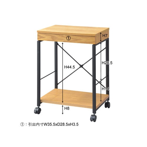 DEVALSE デスクワゴン キャスターワゴン オフィス家具 袖机 デスクワゴン 幅45×奥行34×高さ62cm キャスター付きワゴン 木製