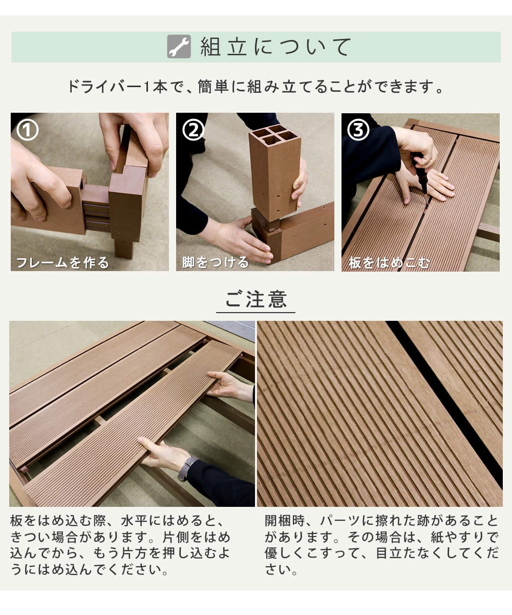 ウッドデッキ セット 1坪 ステップ 人工木 PWDE-4P-STP（商品番号：su-pwde-4p-stp）の通販 |  オフィス家具通販サイトのLOOKIT(ルキット)