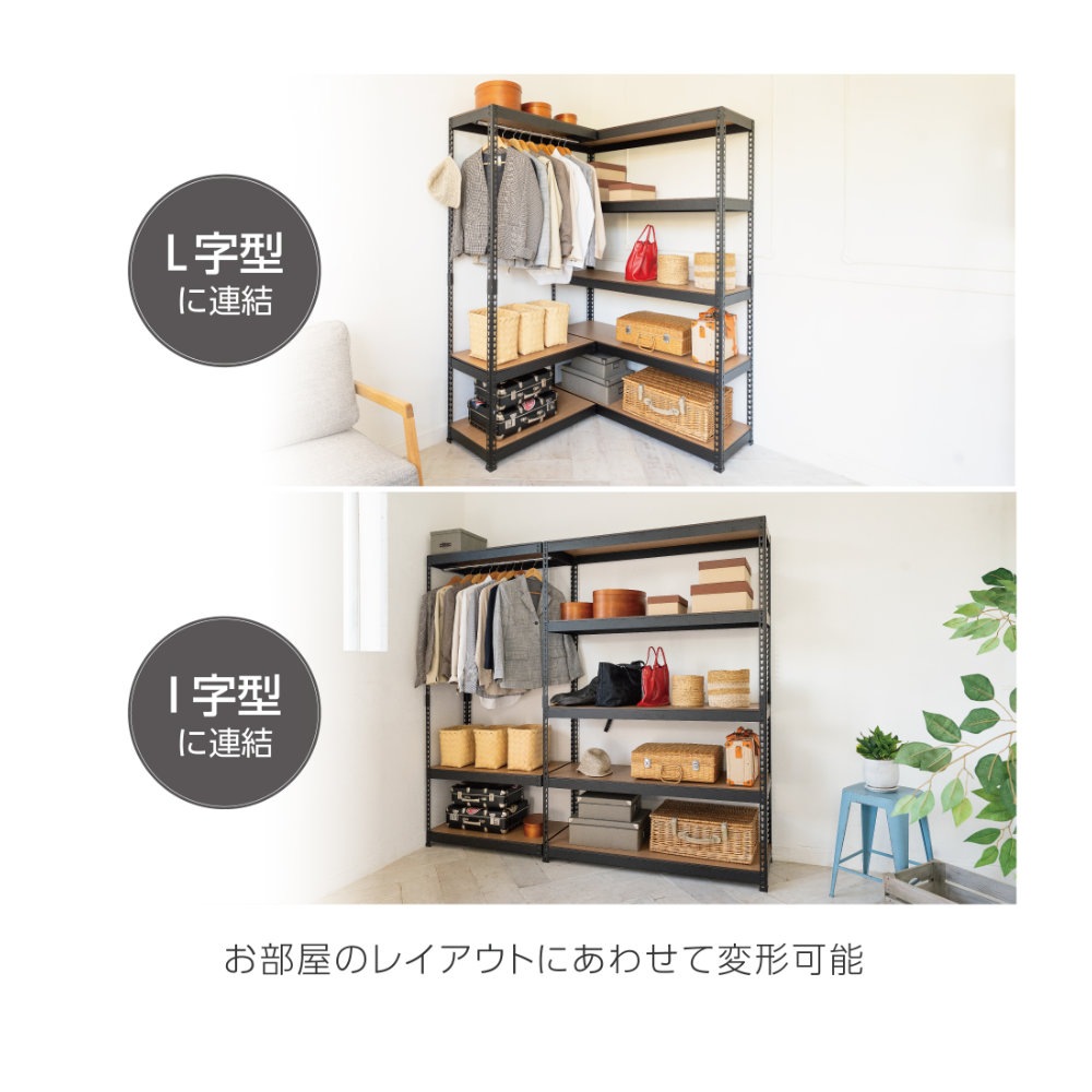 ハンガーラック コーナー連結タイプ 3段 幅81cm スチールラック MK