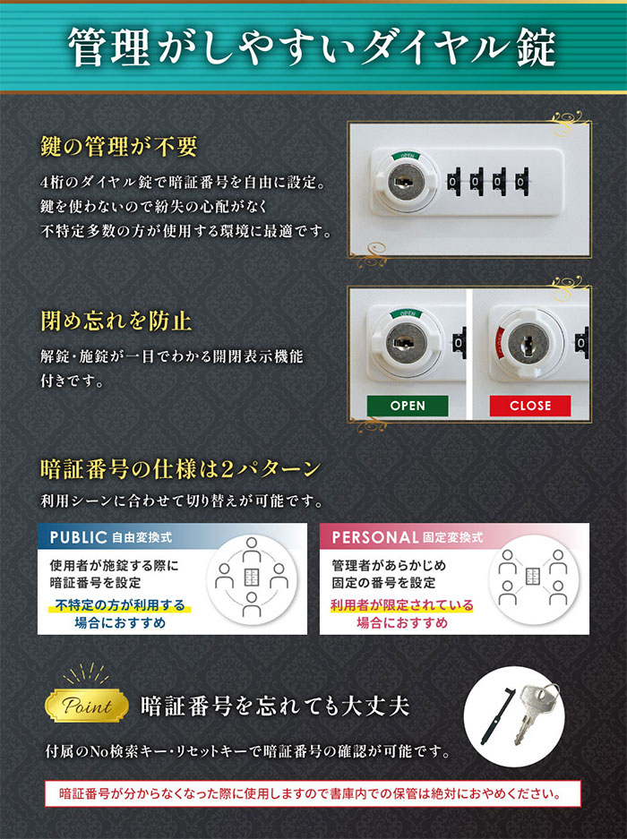 ロッカー ダイヤル錠 2列4段 8人用 貴重品入れ NSAFE-24-2C（商品番号