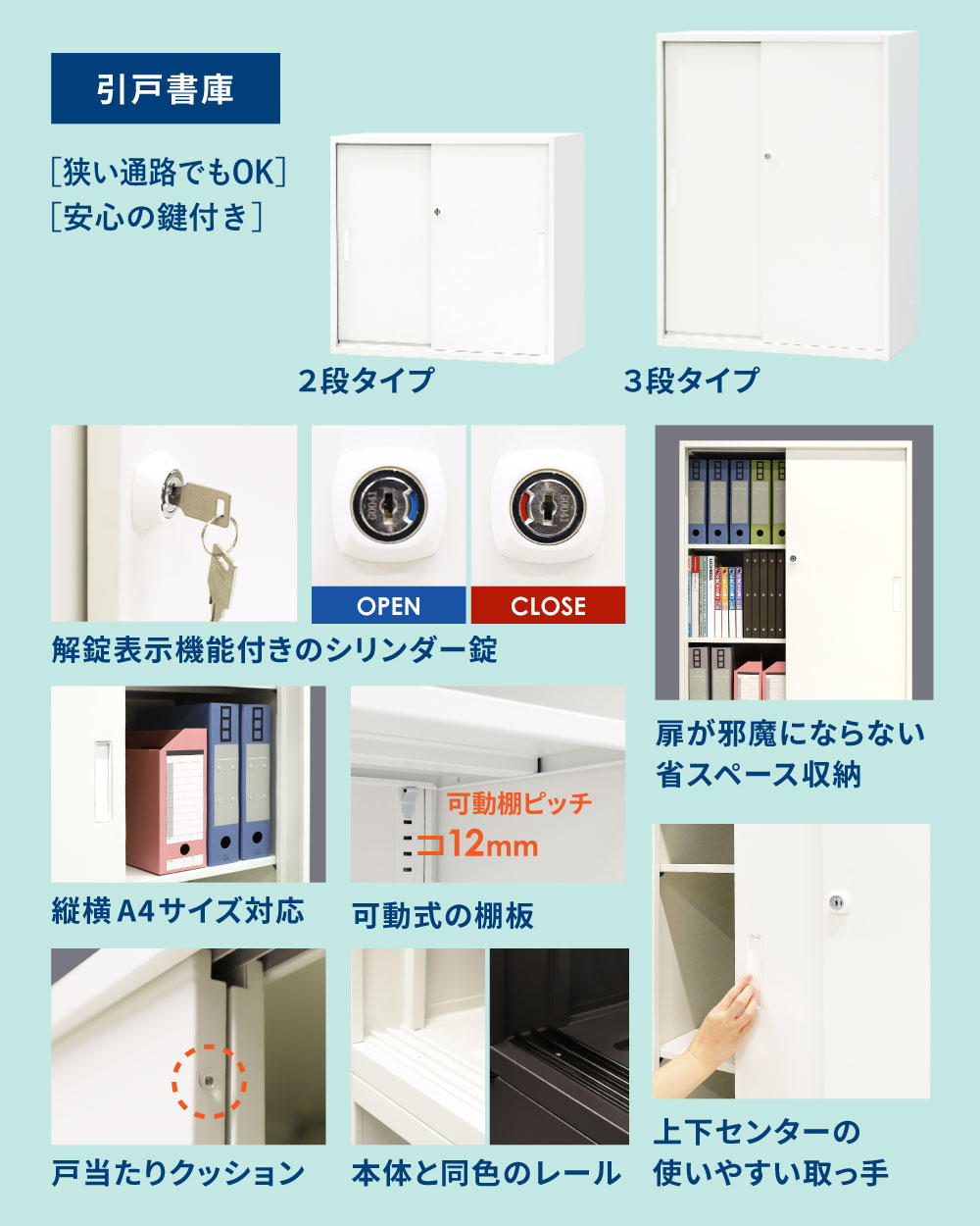 書庫 セット 両開き 引戸 EA-8040-2R3H2（商品番号：nf-ea-8040-2r3h2