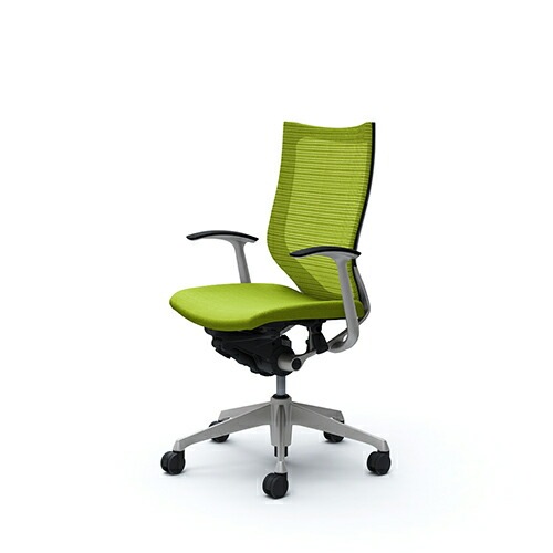 CP45DW FEF4 バロン チェア ハイバック 固定肘 背スタンダード・座クッション シルバー×ホワイト ミディアムブルー(メーカー直送) メッシュチェア リクライニング ハイバック バロン オカムラ CP45DS