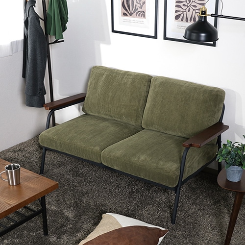 ソファ 2人掛け 幅1340×奥行760×高さ490mm 肘付き ローソファ 38493