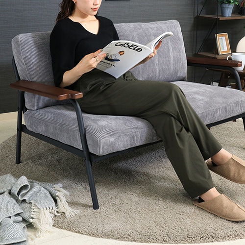 ソファ 2人掛け 幅1340×奥行760×高さ490mm 肘付き ローソファ 38493