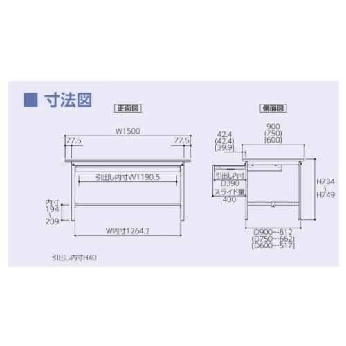 作業台 ヤマテック 引き出し付 全面棚板 中古