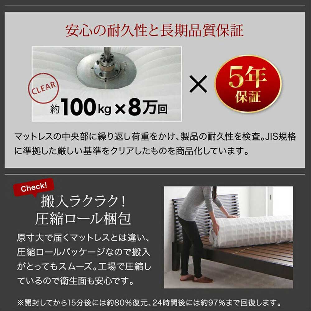 跳ね上げベッド セミシングル 縦開き プレミアムポケットコイル