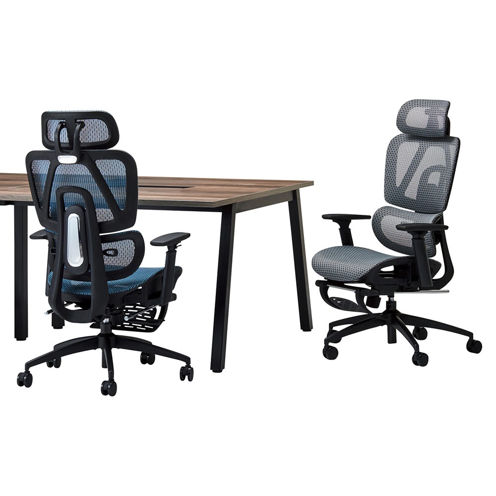 オフィスチェア メッシュ フットレスト付き 完全ノック デスクチェア