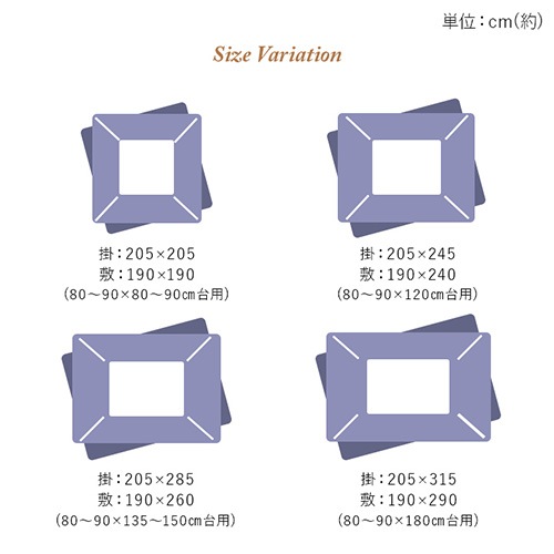 こたつ布団 セット イケヒコ 正方形 205×205cm VIORSET205（商品番号