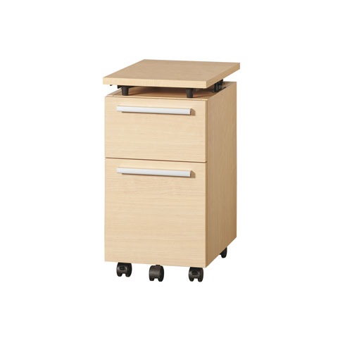 デスクワゴン 幅314×奥行450×高さ600~740mm キャスター付きワゴン 昇降