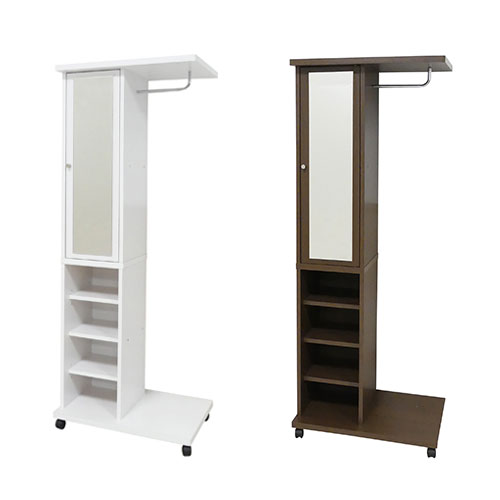 希少　木製ハンガーラック　ミラー、キャスター付き　最高級胴引き　高さ約162cm 最終価格 希少 木製ハンガーラック ミラー、キャスター付 最高級