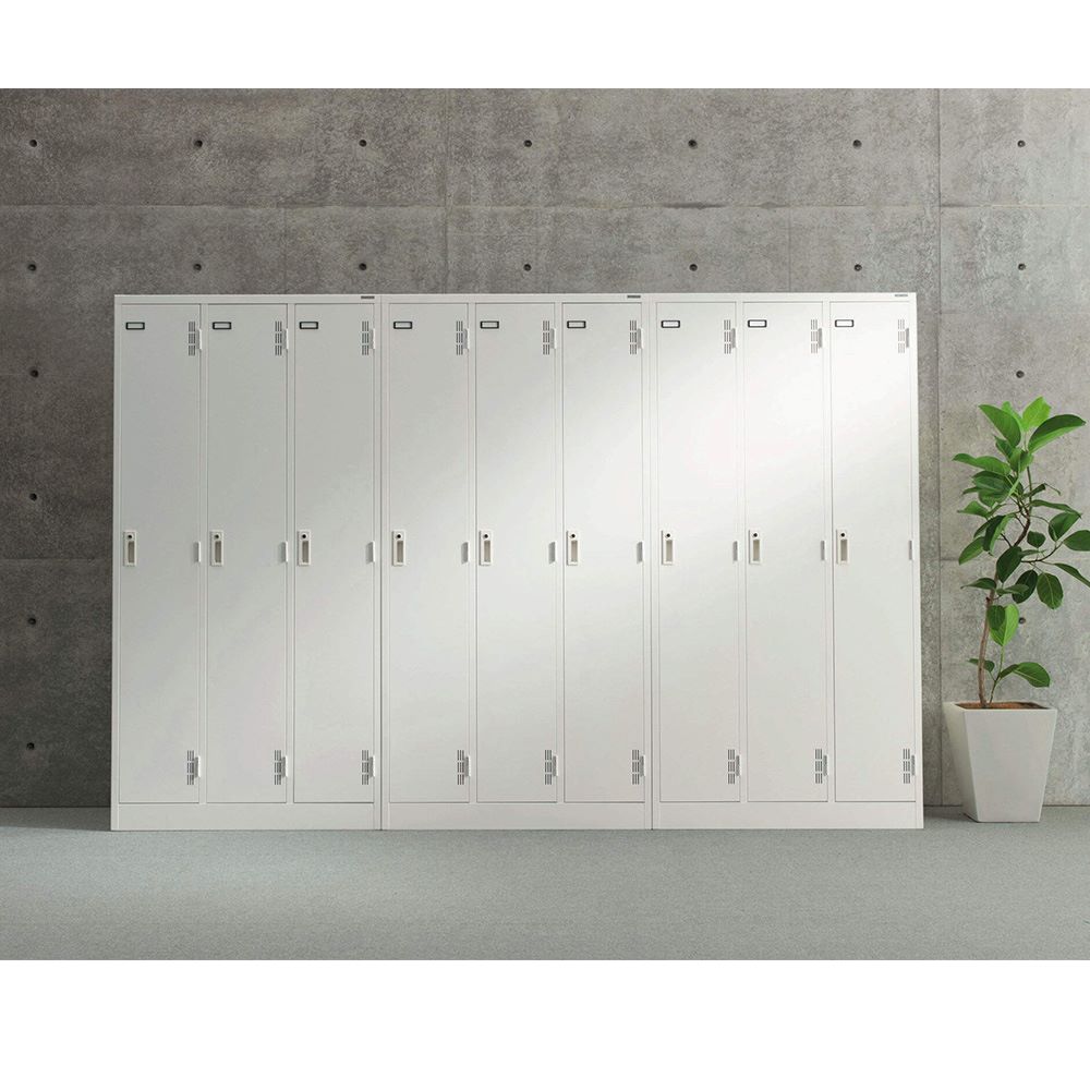 美品　LION   3人用ロッカー　2023年製　LE-3W　 たのめーる】ライオン事務器 LEO ロッカー 3人用(幅900mm) ホワイト