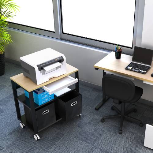 効率的なオフィス作業をサポート　プリンター台　収納 Amazon.co.jp: PUNCIA 3段 プリンター台 幅60cm 奥行50cm 高73cm