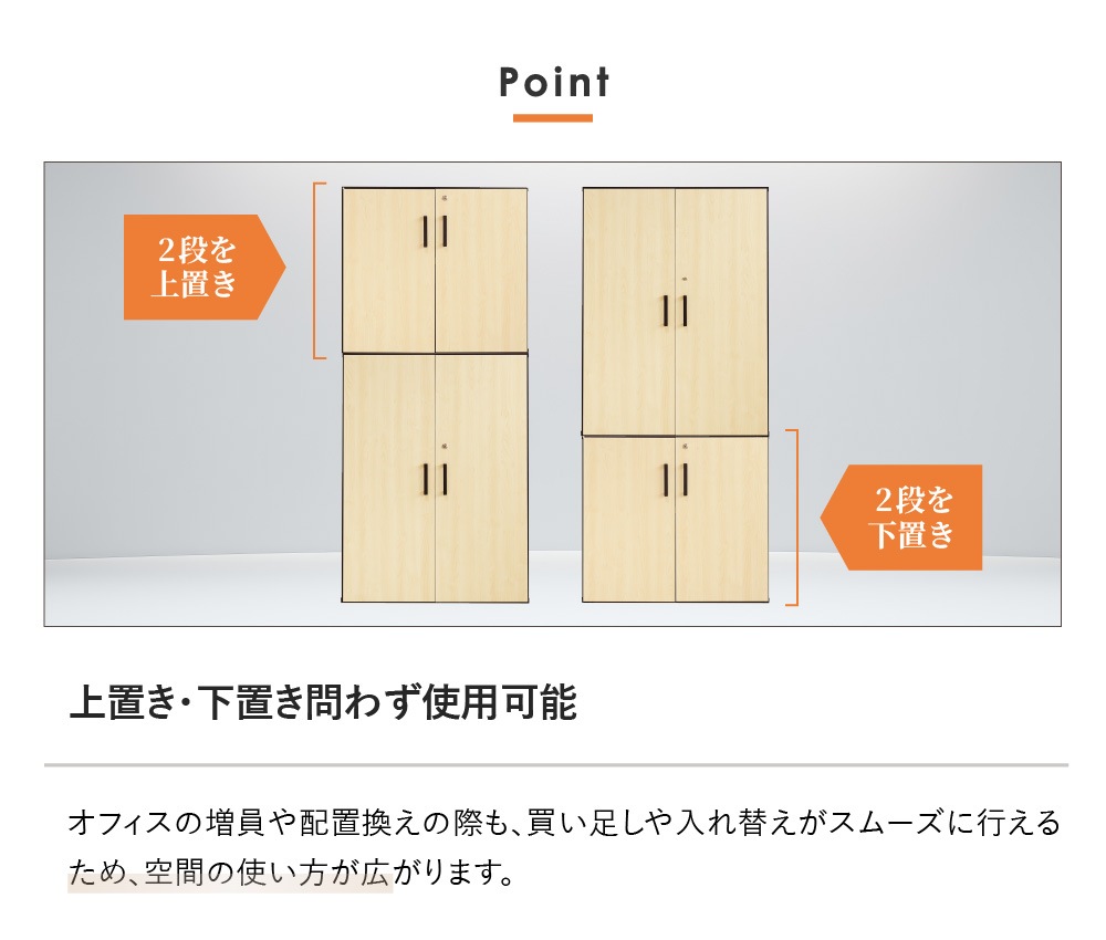 木製キャビネット 2台セット 2段 3段 扉付き AR-2-AR-3（商品番号：nf