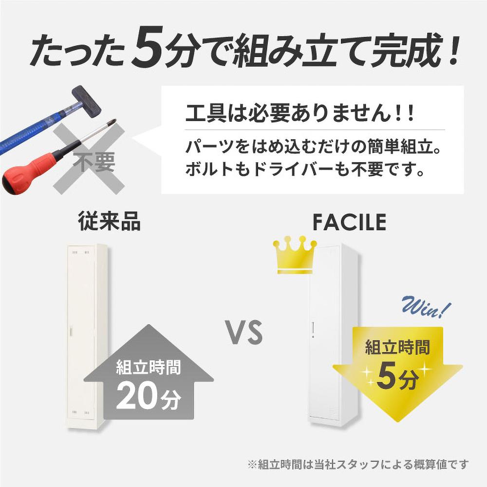 新品　未組立　ロッカー 1人用 シリンダー錠 スリム 1列1段 FAC-S1-2 【糸島市内 送料無料】48282-1-010 ロッカー 1人用 シリンダー錠 スリム 1列1段 木目 FAC-S1-C（商品番号