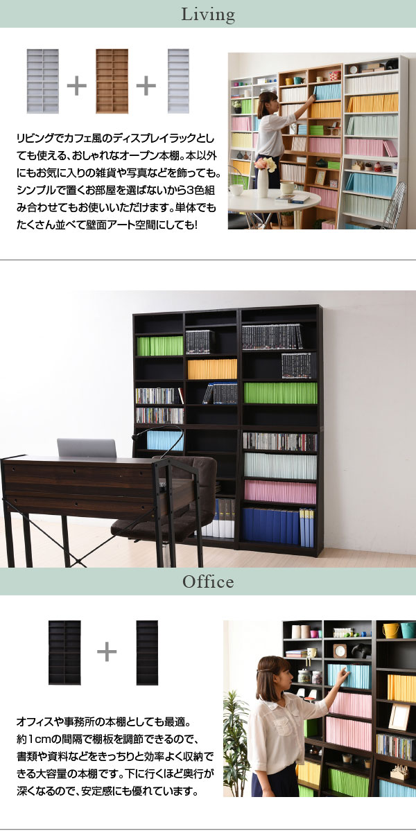 1cmピッチ 薄型 本棚 スリム 幅60 奥行28 高さ180 本体 ブック