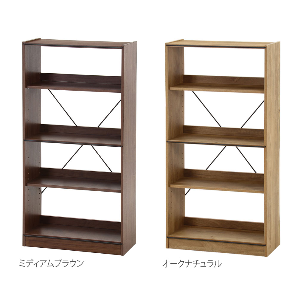 EZBOオープンラック4段 幅600×奥行280×高さ1200mm ミディアムブラウン