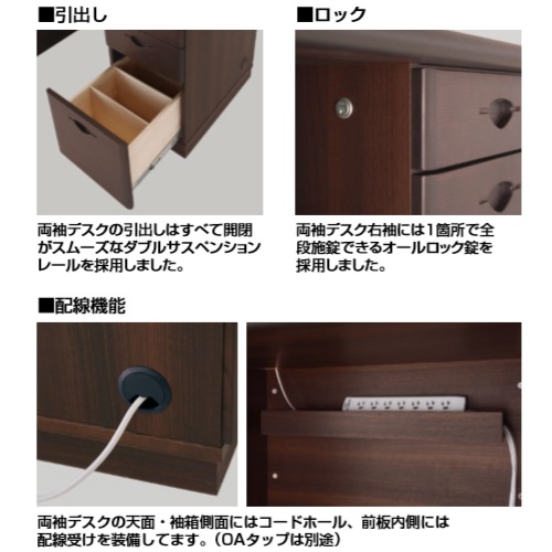 両袖机 エグゼクティブデスク 高級 社長室 役員用家具 SVP-28DW（商品