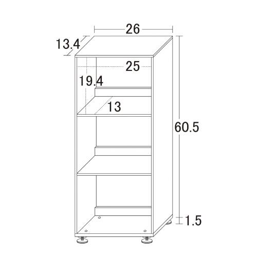 コミック収納 アクリル 3段 幅26×奥行13.4×高さ62cm 本棚 23369（商品