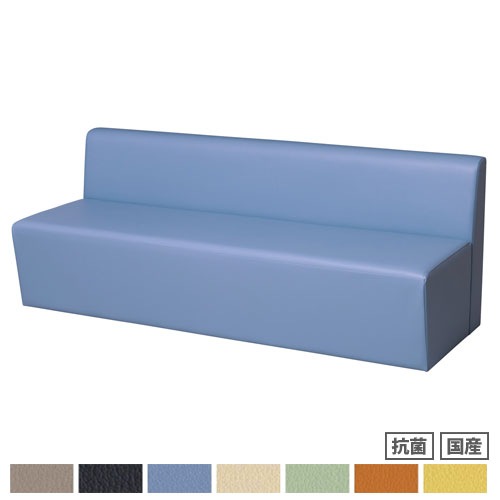 ロビーチェア PVCレザー張り 背付きストレート 幅1800×奥行640×高さ700mm 抗菌 RO-S1800-PVC