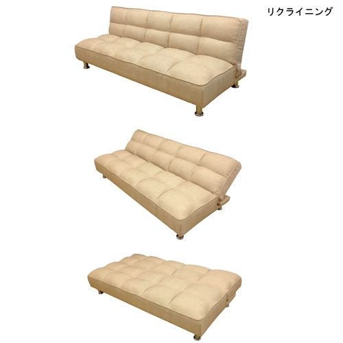 ベージュ　ソファーベッド ソファベッド 布張り モコモコ グリーン ベージュ リクライニング