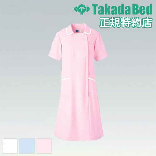 ナースピンク リボン付き シャツワンピース ワンピース ナース服 看護服 スカート 看護婦 歯科衛生士 制服 作業服