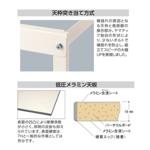 作業台 山金工業 ヤマテック 中間棚・半面棚板付き 幅900×奥行900×高さ