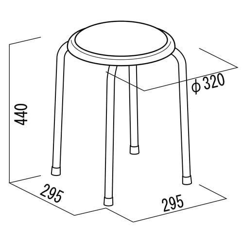 スツール 幅320×奥行320×高さ440mm スタッキングチェア 丸椅子 C-11