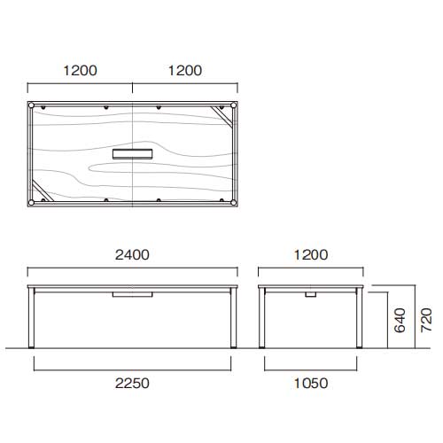 ĥơ֥ 2400߱1200߹⤵720mm ŷ ABS饨å ߡƥ󥰥ơ֥ NWP-2412