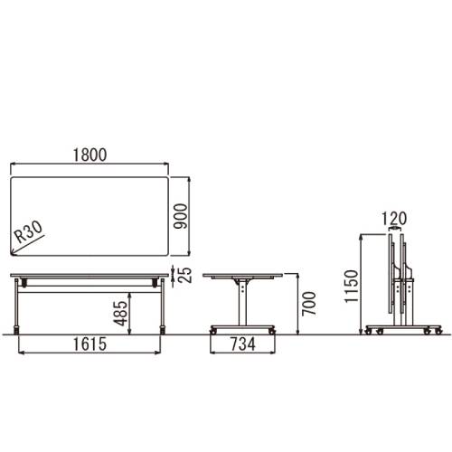 会議用テーブル 幅1800×奥行900×高さ700mm 作業台 ミーティング