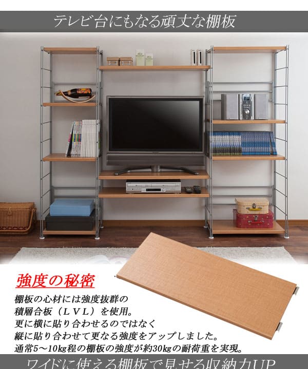 スチールラック 3段 30kg/段 幅60×奥行38×高さ94cm オープンラック nj