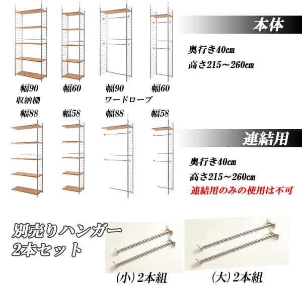 突っ張りラック 幅60cm 背板付き 壁面収納 パーテーション nj-0206