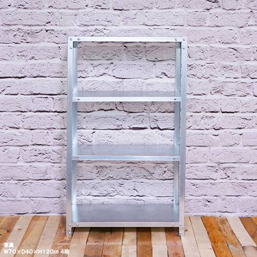 スチールラック 幅80×奥行40×高さ123.5cm 4段 80kg/全 キャスター付き