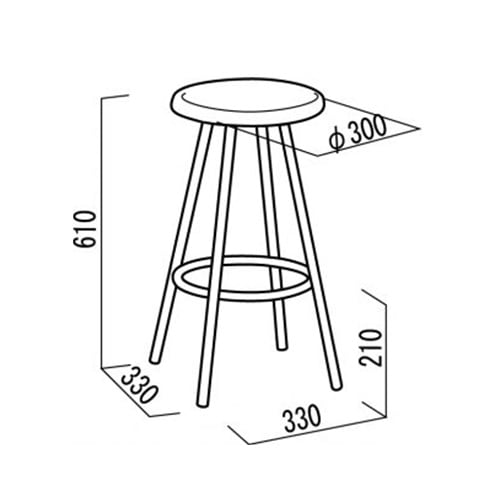 スツール 2脚セット 高さ610mm 丸椅子 ラウンドスツール PLKW-04S