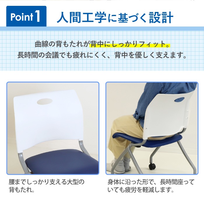 会議用テーブル セット 3人用 幅1800×奥行450mm GLF-1845-Rap-NC3
