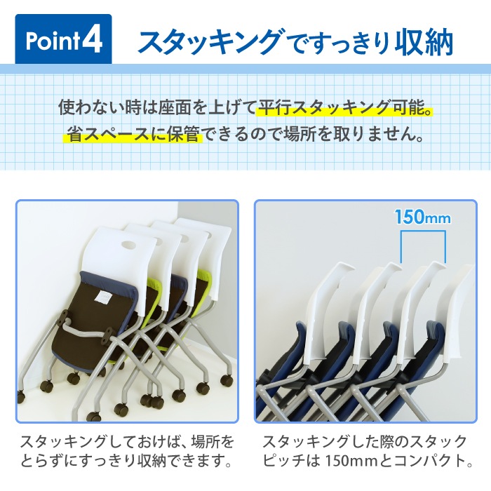 会議用テーブル セット 3人用 幅1800×奥行450mm GLF-1845-Rap-NC3